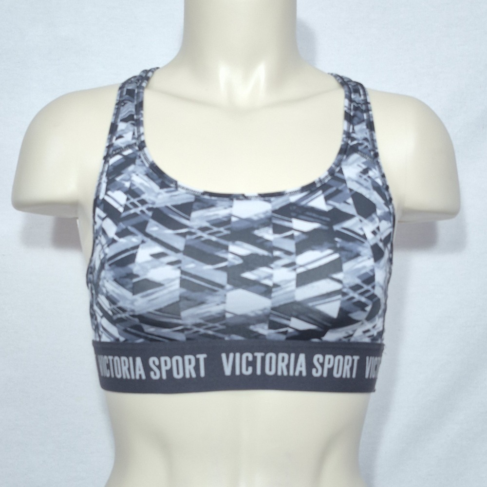 XS X-Small Victoria Sport Wire Free Sports Bra Abstract Camo Camouflage Gray